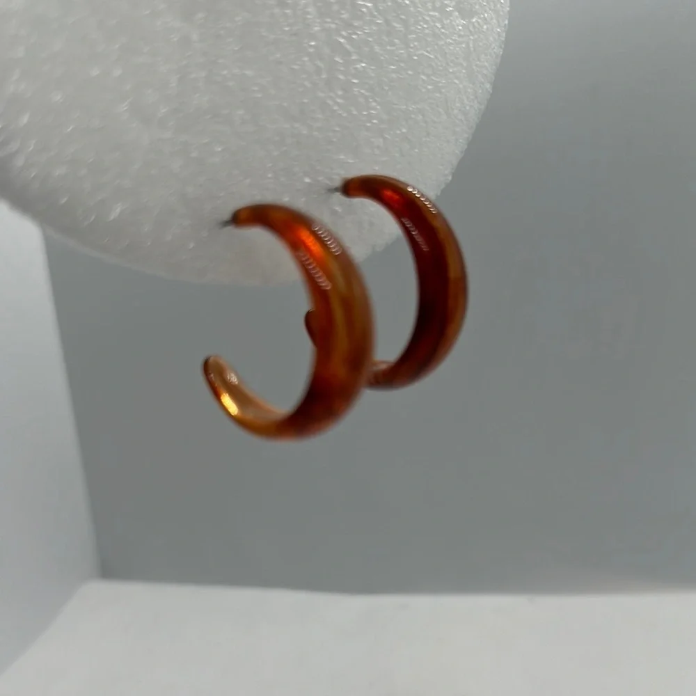Chic Brown Marbled Acetate Hoop Earrings